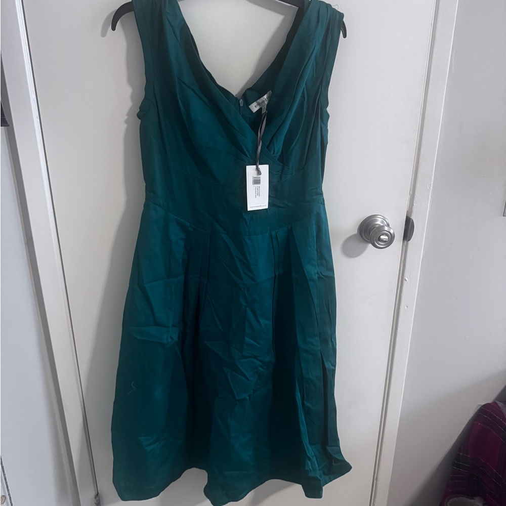 Modcloth Teal V-Neck Midi Dress